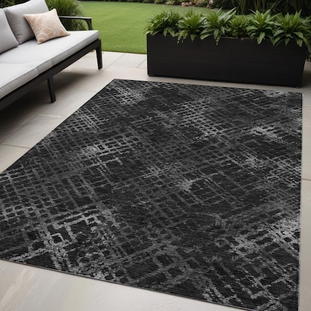 Homeroots 5' X 8' Charcoal Gray And Silver Geometric Washable Indoor Outdoor Area Rug 588293