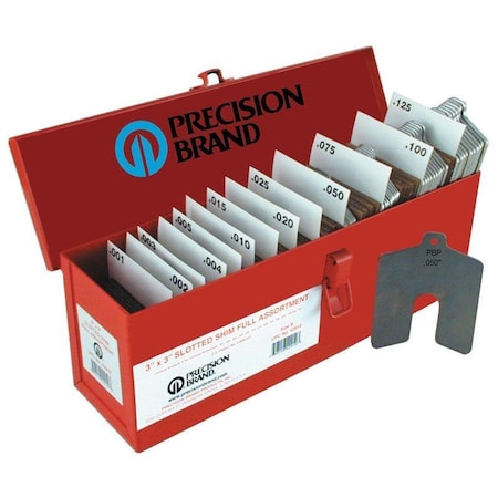 Precision Brand Size D 5in. x 5in. Stainless Steel Slotted Shim, 260 Piece Full Assortment 42930