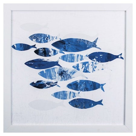 Homeroots Marble Blue School of Fish 2 Wall Art 395665