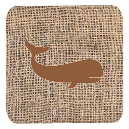 Carolines Treasures Whale Burlap And Brown Foam Coasters- Set Of 4 BB1021-BL-BN-FC