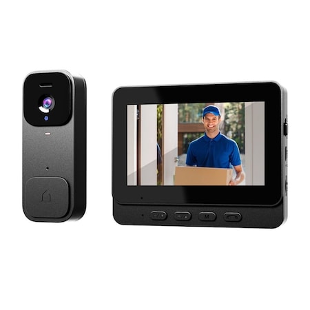 Wrightmaster Wired Plug-in Doorbell Camera with Night Vision, Chime, Audio Recording, Black ZR-X7