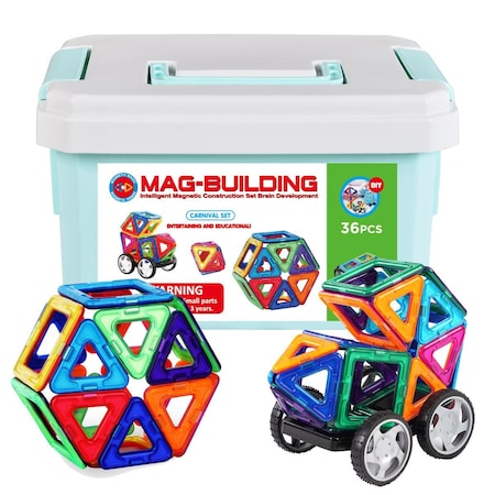 Zunammy Kids Magnetic Building Blocks Tile Set - 36 Piece FS1066