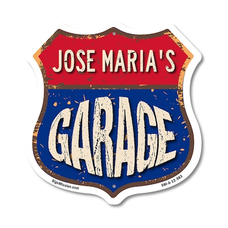 Signmission Jose Maria's Garage, 12 Inch X 12 Inch, Aluminum Metal Sign SHI-A-12-383-JOSE MARIA