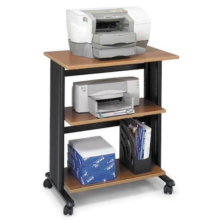 Safco Adj Printer Stand, 3 Level, Med Oak/Blk 1881MO