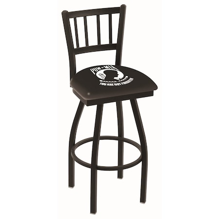 Holland Bar Stool Co 25" Blk Wrinkle POW/MIA Swivel Bar Stool, Jailhouse Back L01825POWMIA
