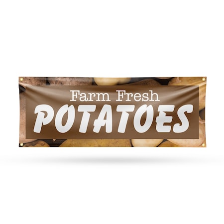 Signmission Farm Fresh Potatoes, 18 Inch x 48 Inch, Vinyl Banner B-30610