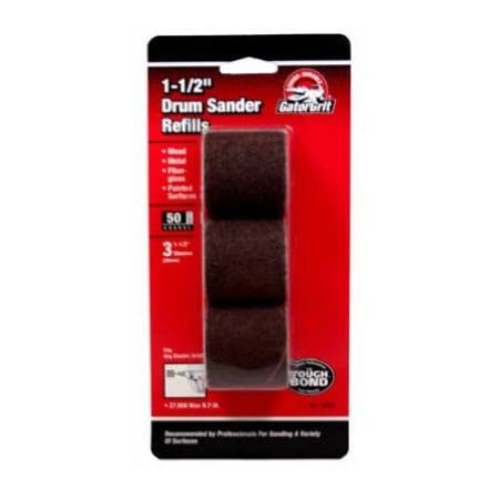 Ali Sanding Drum Sleeve, 1-1/2 in Dia Drum, 1-1/2 in L Drum, 50 Grit, Coarse, Aluminum Oxide Abrasive 6088GA