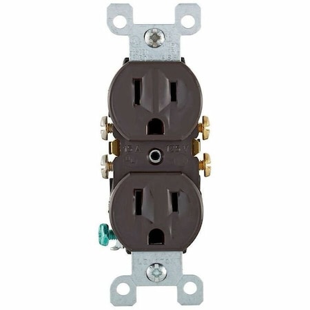 Leviton Straight Blade Receptacle, 5-15R, 15 A, 125V AC, 2 Pole, 3 Wire, Flush Mount, Grounded 5320-CP