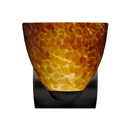 Besa Lighting Besa, Sasha Mini Sconce, Amber Cloud, Black Finish, 1x60W E26 base 1WZ-757218-BK