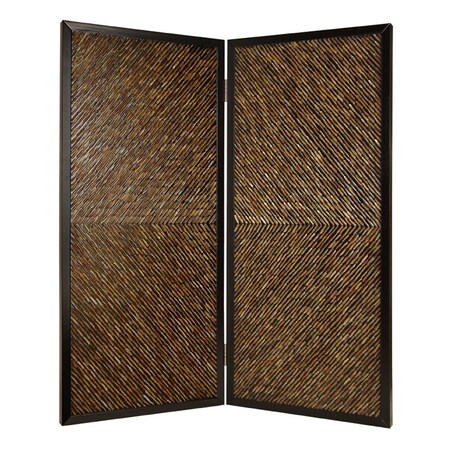 Homeroots 84" Brown Folding Two Panel Screen Room Divider 277095