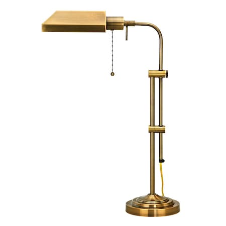 Homeroots 26" Bronze Metal Adjustable Table Lamp With Antiqued Brass Rectangular Shade 524645