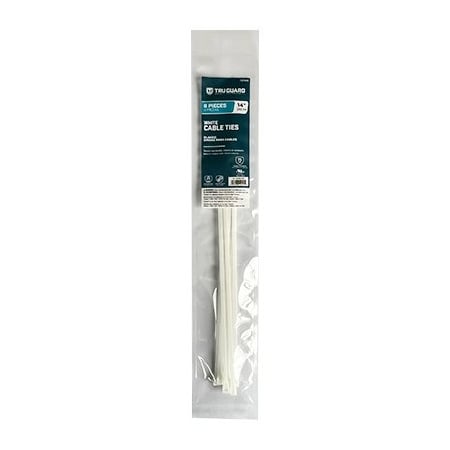 Ironcube Works Cable Tie, 14 in L, White, Nylon, 75 lb Strength, 8 PK NL-5X350-8W