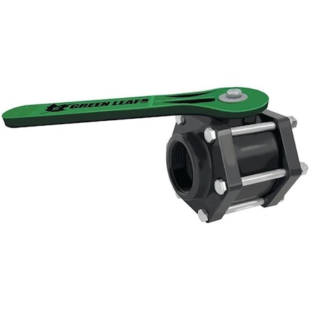 Green Leaf Ball Valve, 2 in Connection, Female NPT, 100 psi Pressure, Manual Actuator, Polypropylene Body V 200 FP