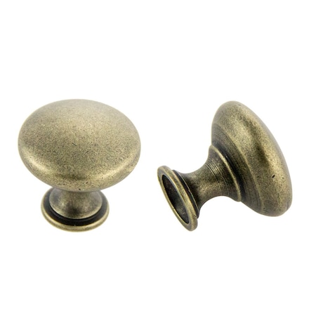 Pride Industrial 1-1/16in Diecast Mushroom Cabinet Knob Antique Brass Finish K910AB