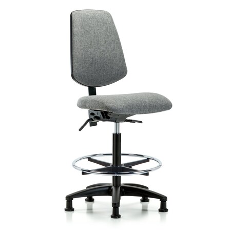 Blue Ridge Ergonomics Fab Hi Bench Chair, Med, Bk, CF, Glides, Gry, No Arms, 26" to 35-1/2" Height, Grey BR-FHBCH-MB-RG-T0-A0-CF-RG-F44