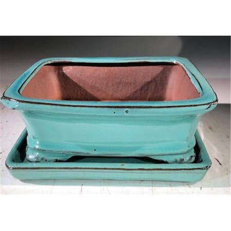 Paisaje 7 x 5.5 x 3 in. Ceramic Bonsai Pot, Light Blue - Rectangle PA2804886