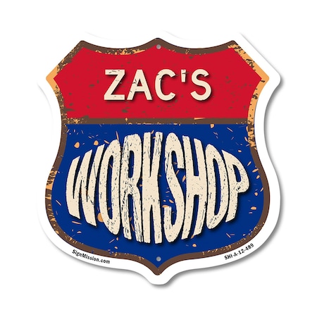 Signmission Zac's Workshop, 12 Inch X 12 Inch, Aluminum Metal Sign SHI-A-12-489-ZAC