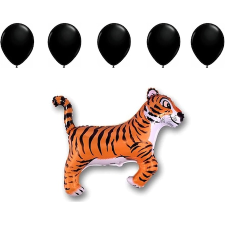 Loonballoon Tiger Black Stripes Striped Jungle Zoo Safari 36in. Party Animal Mylar Balloon Latex Set Loon-BB-B01FTXPABQ