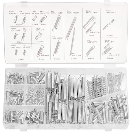 Neiko Spring Assortment Set, 200 Piece, Extension and Compression Springs Kit, Assorted Size 50456A