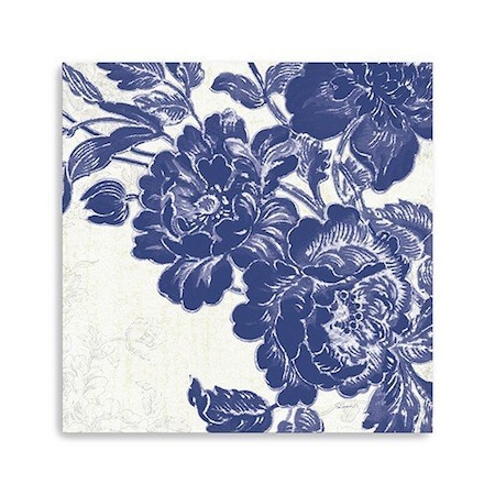 Homeroots Blue Toile Rose Unframed Print Wall Art 399024
