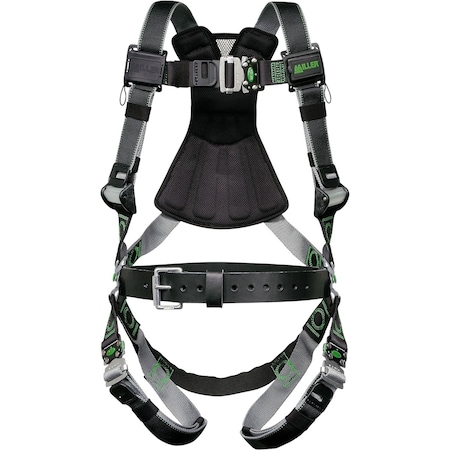 Miller Premium Full-Body Harness w/DualTech Webbing, 5 Points of Adjustment, w/Back D-Ring, and Removable Bel RDT-QC-B/S/MBK