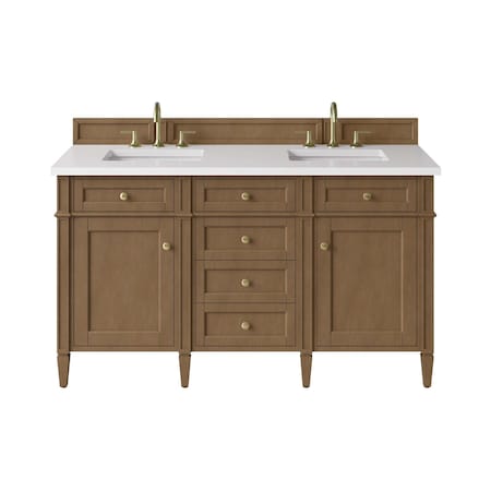 James Martin Vanities Brittany 60" Double Vanity, Pecan w/ 3 CM White Zeus Silestone Top 655-V60D-PCN-3WZ