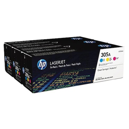 Hp 305A (CF370AM) Cyan, Magenta, Yellow 3-pack Original LaserJet Toner Cartridges (2,600 Yield) CF370AM