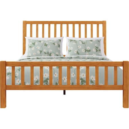 Homeroots Brown Slat Back Solid Wood King Bed Frame 523641