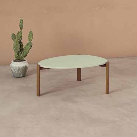 Manhattan Comfort Mid-Century Modern Gales Coffee Table with Solid Wood Legs in Pistachio Green CT-82735-GR