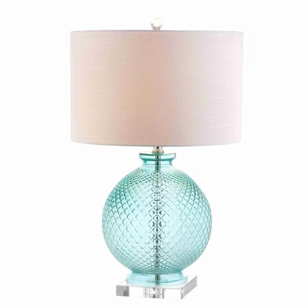 Jonathan Y Estelle 26" Glass and Crystal LED Table Lamp, Aqua JYL2003A