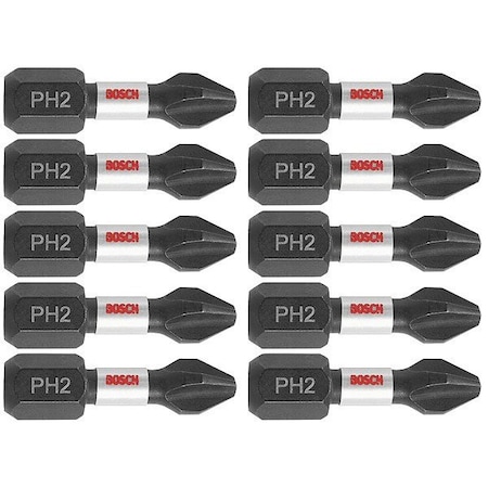 Bosch Impact Driver Bits, Phillips(R), #2, PK10 ITPH21B