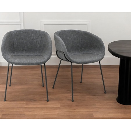 Homeroots Set of Two Gray and Black Upholstered Fabric Dining Arm Chairs 544262