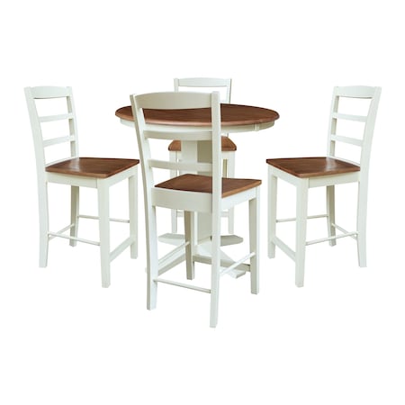 Whitewood Industries Rectangular Extension Dining Table W/ 4 Counter Height Stools, 36 in W, 36.1 in L, 48 in H, 5 K79-36RXT-23-S402-4