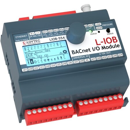 Loytec BACnet IP I/O Module 7UI 4AO 7DO DP Sens LIOB-554