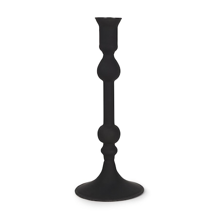 Homeroots 10" Black Glass Tabletop Taper Candlestick 608416