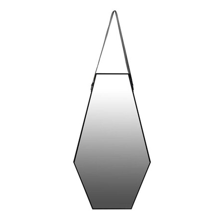 Homeroots 32" Black Hexagon Wood Framed Accent Mirror 485029