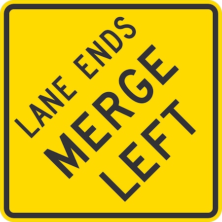 Lyle W9-2L, Lane Ends Merge Left, 36x36, High Intensity Prismatic, Yellow G-16347-HI_36x36