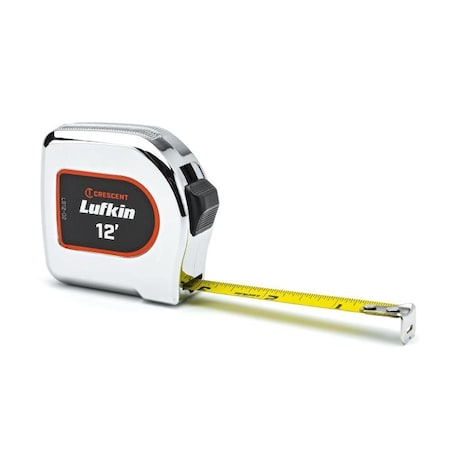 Crescent 1/2" x 12' Chrome Case Yellow Clad Tape Measure L912-02