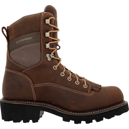 Georgia Boot Core 37 9" Scalloped Heel Waterproof Work Boot, Brown, Size 8.5 GB00717