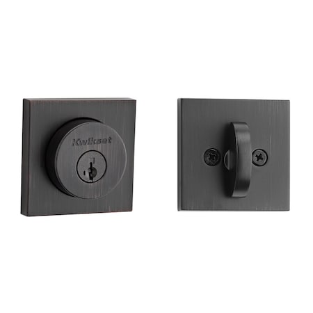Kwikset Halifax Square Rose Single Cylinder Deadbolt SmartKey with 6AL Latch and STRKP Strike Pack 158SQT-11PS.STRKP