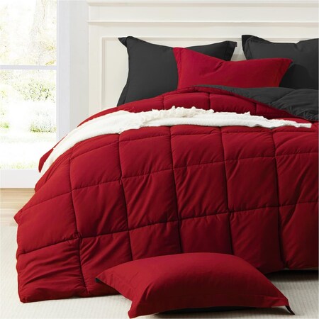 Wrightmaster 3-Set Reversible Ultra-Soft Microfiber Quilt with Queen Size, Black/Red ZRORSQHH3Q