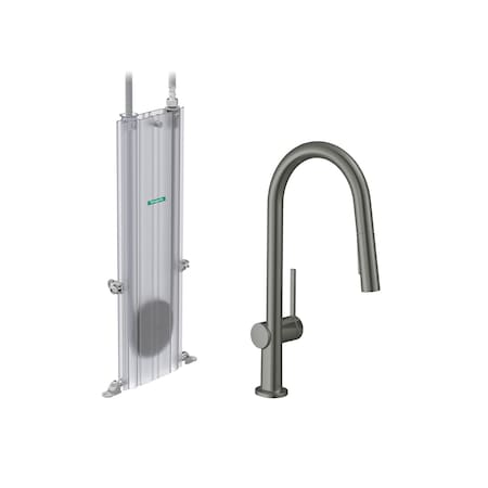 Hansgrohe Talis N HighArc Kitchen Faucet, A-Style 2-Spray Pull-Down, w/ sBox 1.75 GPM in Brushed Black Chrome 72850341