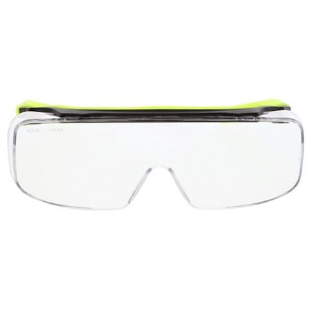Mcr Safety Klondike (OTG), Safety Glasses, UV420 MAX6, Clear Lens, Black/Lime Frame, Half Frame OG220PF420