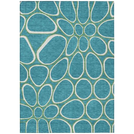 Homeroots 9' X 12' Teal Blue Ivory And Green Abstract Washable Indoor Outdoor Area Rug 600574
