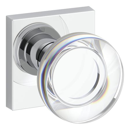 Baldwin Half Dummy Contemporary Crystal Knob and Contemporary Square Rose Bright Chrome Finish HDCCYCSR260