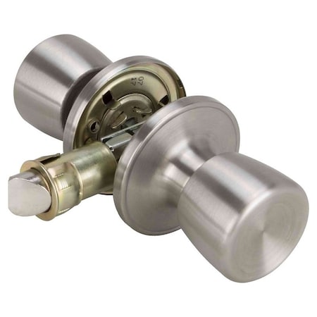 Prosource Passage Knob, Metal, Stainless Steel, 2-3/8 to 2-3/4 in Backset, 1-3/8 to 1-3/4 in Thick Door T-5764SS-PS