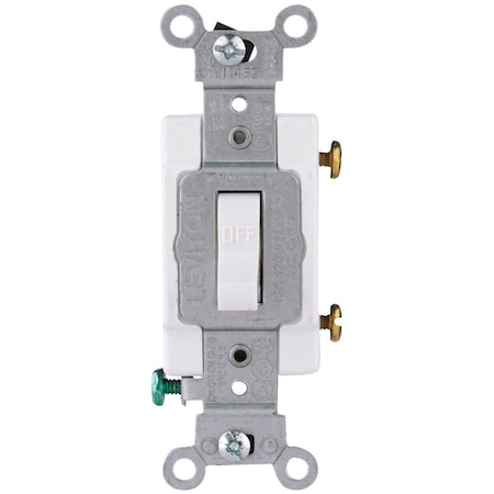 Leviton Commercial Grade 15 Amp Toggle Single Pole Switch White S02-CS115-2WS