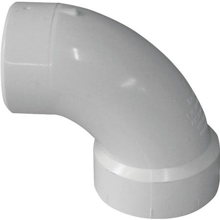 Canplas Sanitary Street Pipe Elbow, 1-1/2 in, Spigot x Hub, 90 deg Angle, PVC, White 192451L