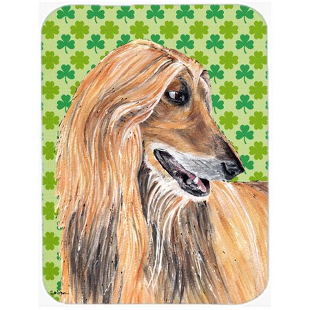 Carolines Treasures Afghan Hound St. Patricks Day Shamrock Glass Cutting Board - Large SC9502LCB