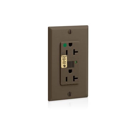 Leviton Surge Protector Receptacle, 20 Amp, 125 Volt, 5-20R NEMA, Brown 8380